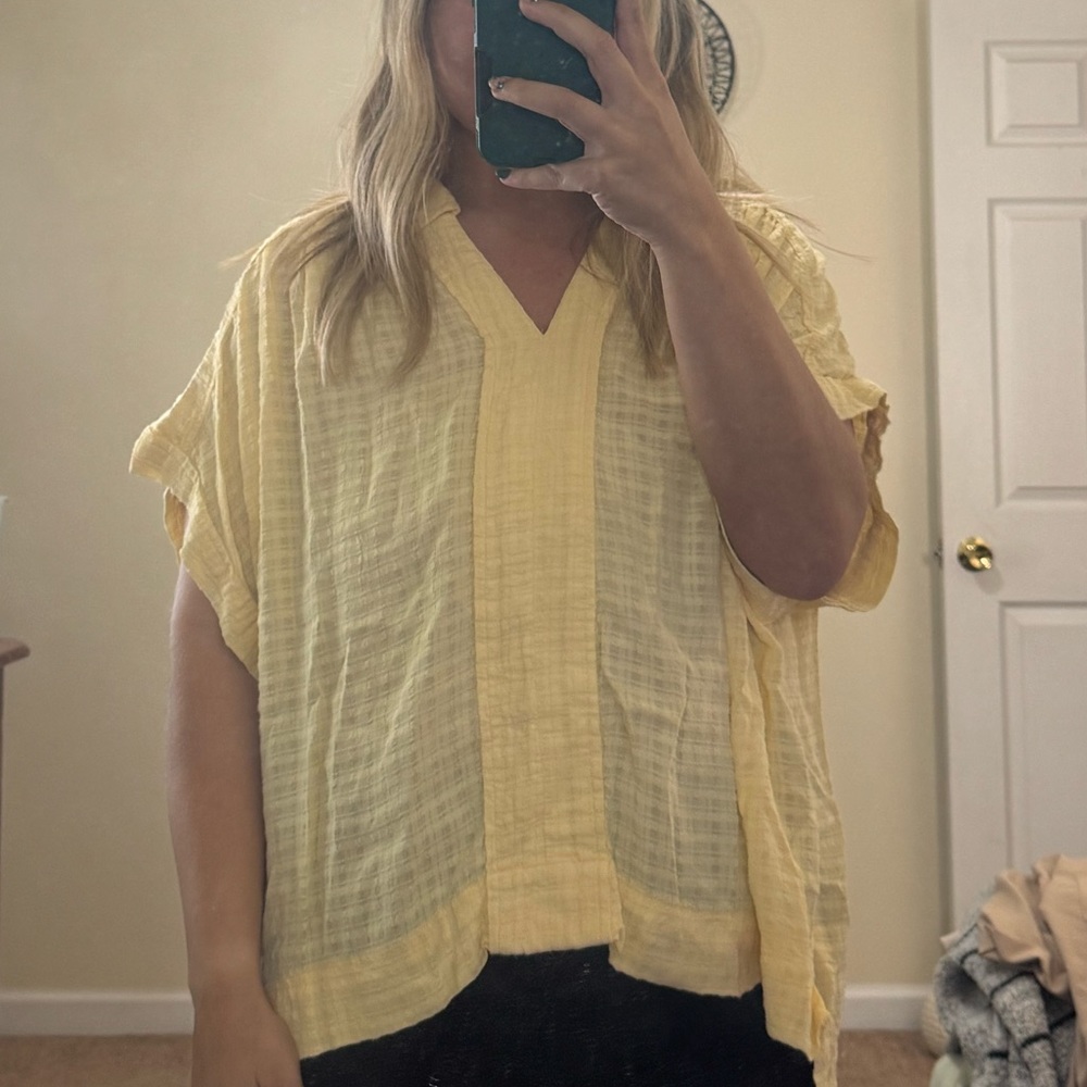 Wonderly Yellow V-Neck Airy Top